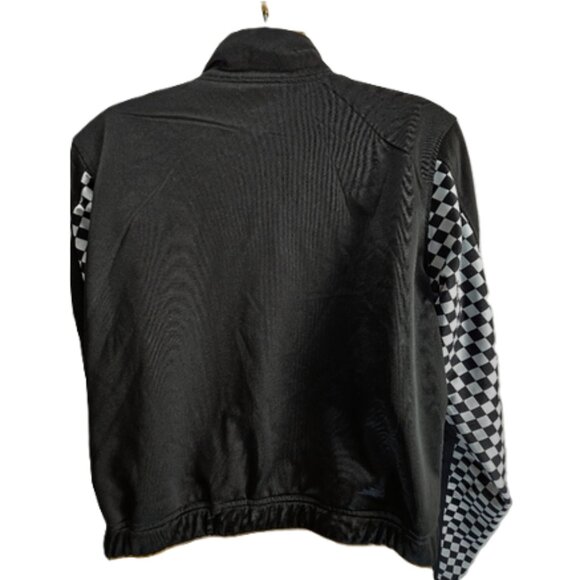 Vans Black White Checkered Zip Up Cropped Jacket Women’s Track Workout size L - Picture 6 of 6
